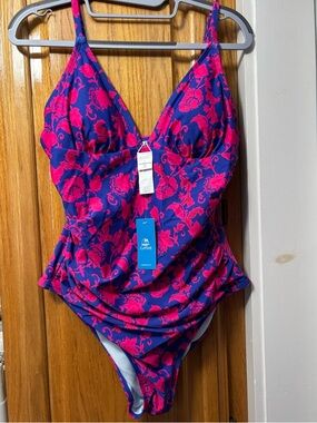 NWT Cupshe Blue & Pink Floral Women’s One-Piece Swimsuit